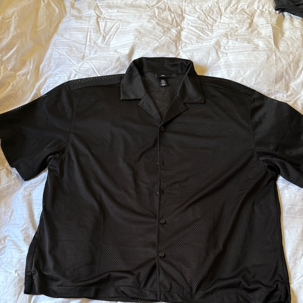 H&M Black Mesh Detail Shirt